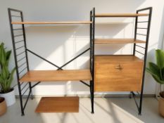 A Ladderax metal and teak wall unit,
