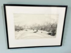 William Lionel Wyllie (1851-1931) : Shipping on The Tyne at Newcastle, drypoint etching,