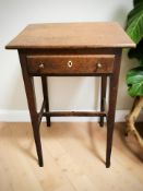 A George III oak single drawer occasional table, width 46 cm.