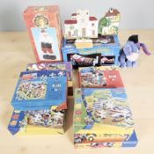 A group of children's toys and games, cocktail shaker, Christmas ornaments, etc.