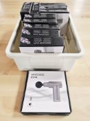 Ten massage guns in boxes.