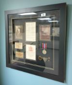 A framed montage of military decorations and ephemera relating to W91859 Elizabeth Hattersley,