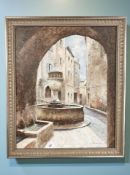 Bennanein : A fountain by an archway, oil on board, 50 cm x 61 cm,