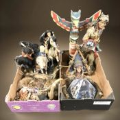 A group of contemporary Native American ornaments, statues, etc.