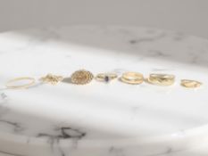 Seven various 9ct gold rings, some misshapen (7) CONDITION REPORT: 12.