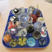 A collection studio glass paperweights