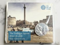 The Royal Mint : UK £100 Fine Silver Coin - The Trafalgar Square, 2016, 62.