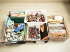 A quantity of Lego and other toys, vintage annuals including Warlord, Dandy,
