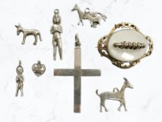 A large white metal crucifix pendant , length 7cm,