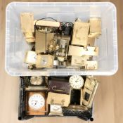 A collection of reproduction mantel timepieces.