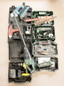 Five various boxed power tools including Dewalt, Clarke and Bosch,