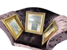Three contemporary gilt bevelled mirrors, largest 72 cm x 82 cm.