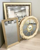 Three reproduction gilt mirrors,