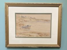 Victor Noble Rainbird (1887-1936) : Cullercoats Bay, watercolour and pencil, 16 cm x 24 cm.