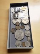 A small group of reproduction ancient coins, British crowns, other pre-decimal pieces,