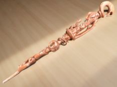 A reproduction ornately carved hardwood chief's staff, length 120 cm.