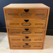 A reproduction French five drawer haberdashery chest, width 25 cm.