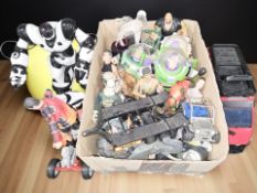 A group of modern toys including Tonka, Toy Story, Action-Man, etc.