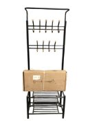 A contemporary metal hall stand and a further boxed hat and coat stand