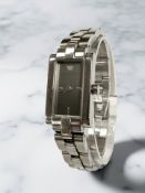 A Lady's Emporio Armani stainless steel wristwatch, boxed.