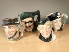 Four Royal Doulton character jugs, Long John Silver D 6335, Dick Turpin D 6528,