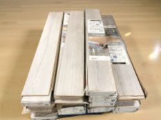 Approximately eighteen packs of Eger laminated flooring, each 1.