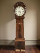 A 19th century mahogany drum head long case clock, dial signed William Dobbie, Falkirk,
