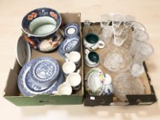 Assorted ceramics and glass wares including a Japanese imari planter,