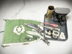 A group of collectables including military interest, Prinz 7 x 50 binoculars,