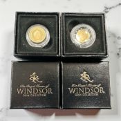 Two 9ct yellow gold Jubilee Monarch Windsor coin collection commemorative coins.