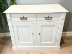 A Victorian painted pine double door side cabinet, 112 cm x 51 cm x 92 cm.