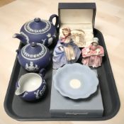 A Wedgwood Jasperware three piece tea service,