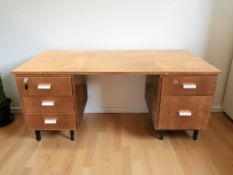 A Scandinavian teak twin pedestal desk,