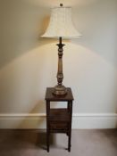 A contemporary lamp table, height 78 cm, and a table lamp with shade.