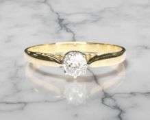 An 18ct yellow gold diamond solitaire ring, approximately 0.15ct.