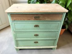 A 19th century Scandinavian painted pine four drawer chest, 94 cm x 48 cm x 90 cm.
