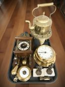 A reproduction Dutch wall clock with brass pear drop weights,