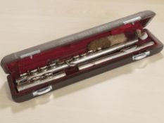 A Chinese Lark three-section chrome flute, numbered M4006,
