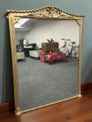 A late Victorian gilt gesso overmantel mirror, 142 cm x 112 cm.