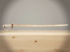 A British 1821 pattern rifle officer's sabre, with 88 cm slightly curved single edged blade.