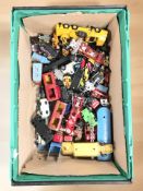 Assorted unboxed die cast cars and other vehicles including Majorette, Matchbox, etc.