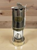 A Patterson Lamps Limited, Gateshead on Tyne, chrome and brass miner's safety lamp,