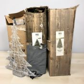 A group of artificial Christmas trees