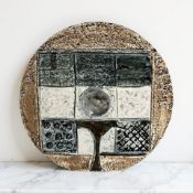 A Troika Pottery circular vase, height 12 cm, decorated and signed with initials by Alison Brigden.