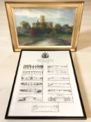 R M Leslie (Early 20th Century) : View across a river towards a fort, watercolour, 29 cm x 43 cm,