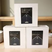 Three boxed Habitat boxed matte white LED pendant diffuser light shades