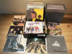 Vinyl LP records including The Beatles, Carole King, Queen, Bad Company, Rod Stewart,