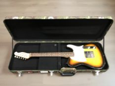 A Harley Benton Standard Series electric guitar, in a hard shell guitar case.