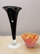 A large LSA International glass trumpet vase, height 55 cm,