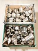 A quantity of stainless steel catering wares.